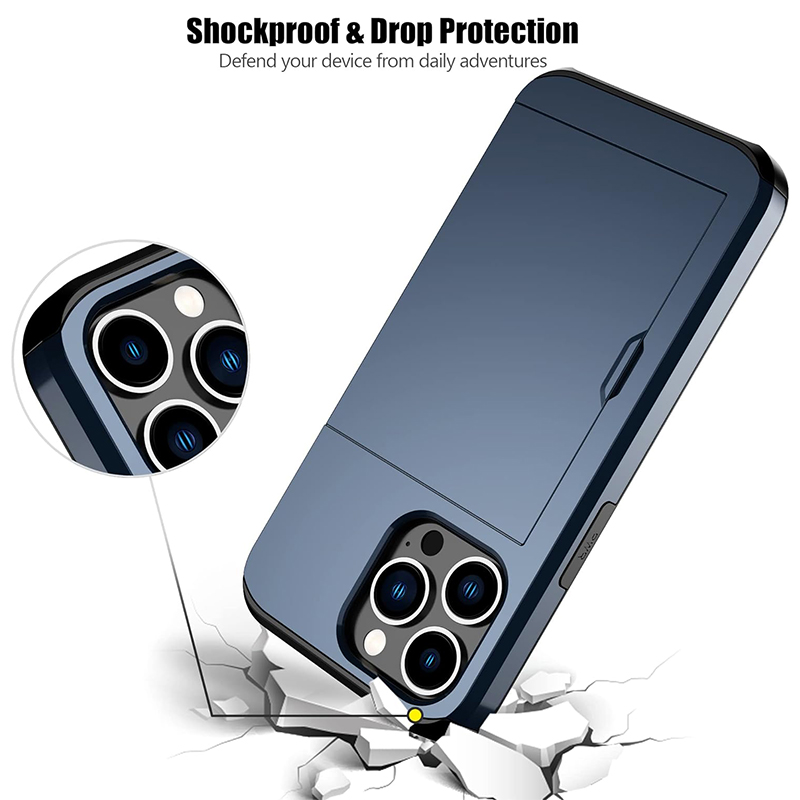 ケースストラグジュアリーヘビーデューティアーマーヒドゥンスライドクレジットカードスロットホルダーウォレットデュアルレイヤーPC TPU電話ケースバックカバーApple iPhone 15 14 13 12 11 Pro Max XS 8 7 6 Plus