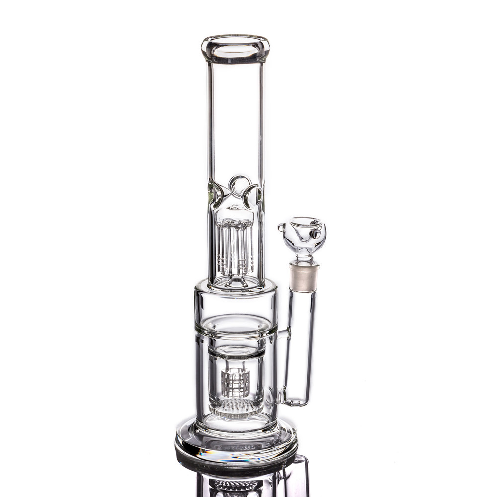 Narguilé fait à la main barboteur épais tube droit bongs en verre bras arbre perc tuyau d'eau matrice en ligne huile Dab plate-forme avec accessoire de chicha commun de 18 mm