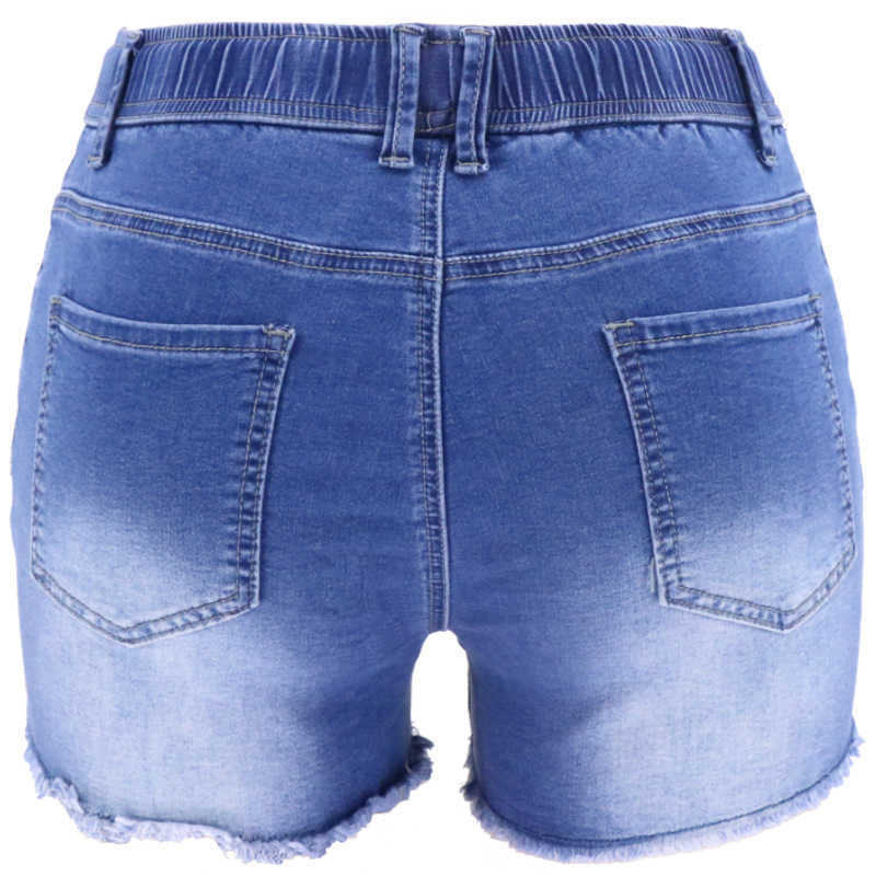 2024 Summer Rubber Banded Rope Wearing High Waist Slim Fit with Tears Washed Womens Jeans Now