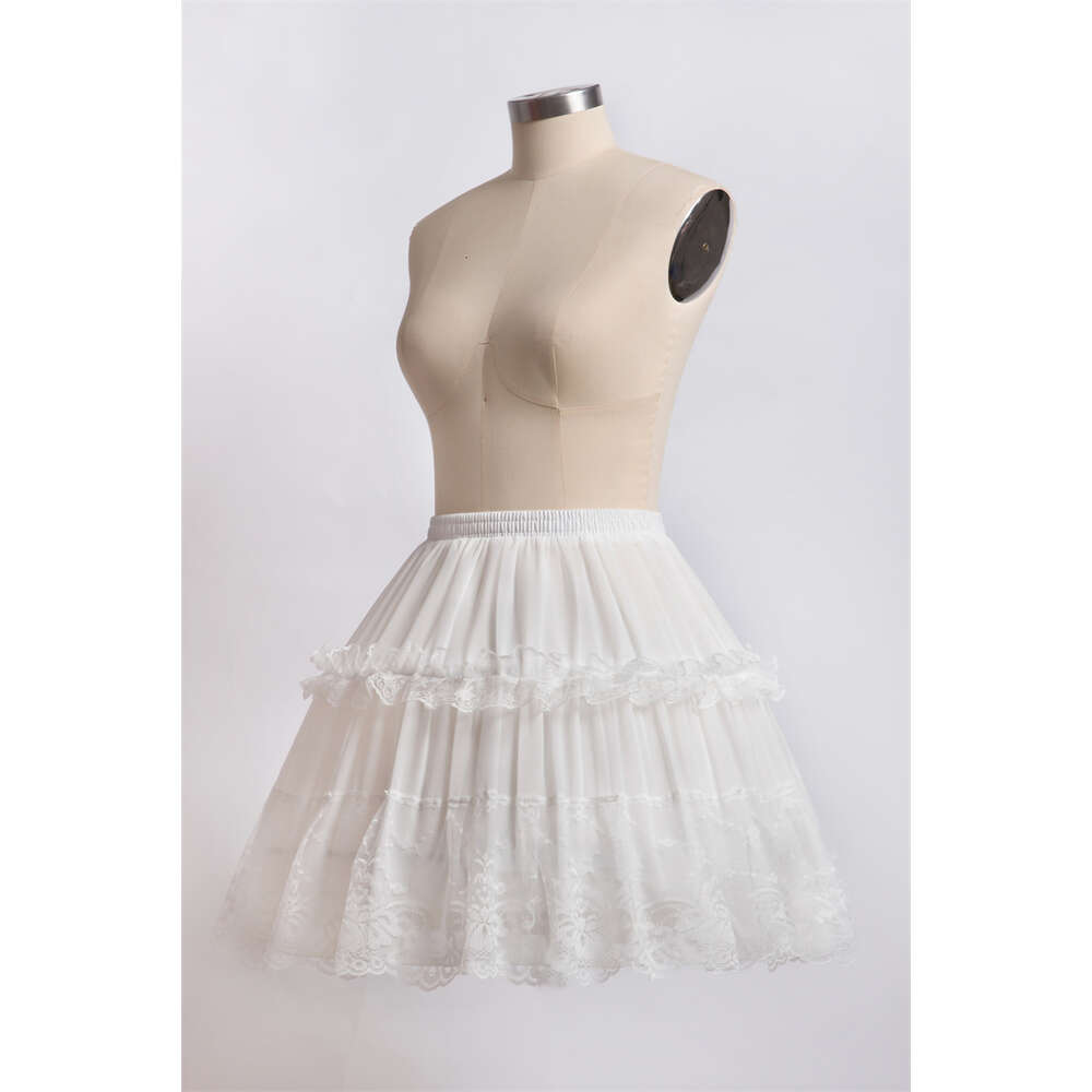 Misshow Lolita Lace Edge Skirt Solid White Black Puffy Hoops Petticoat for Party Dance Tutu Short Dress Underskirt