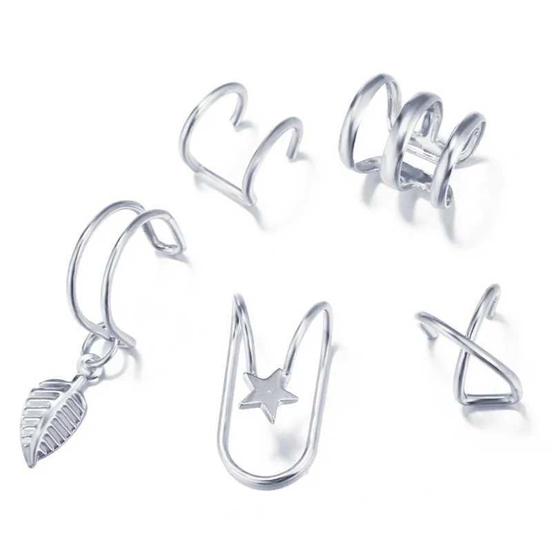 Hoop Huggie 5 pièces/ensemble de manchons d'oreilles sans perforations, clips d'oreilles, fausses boîtes en carton, bijoux de mariage pour femmes, 24326