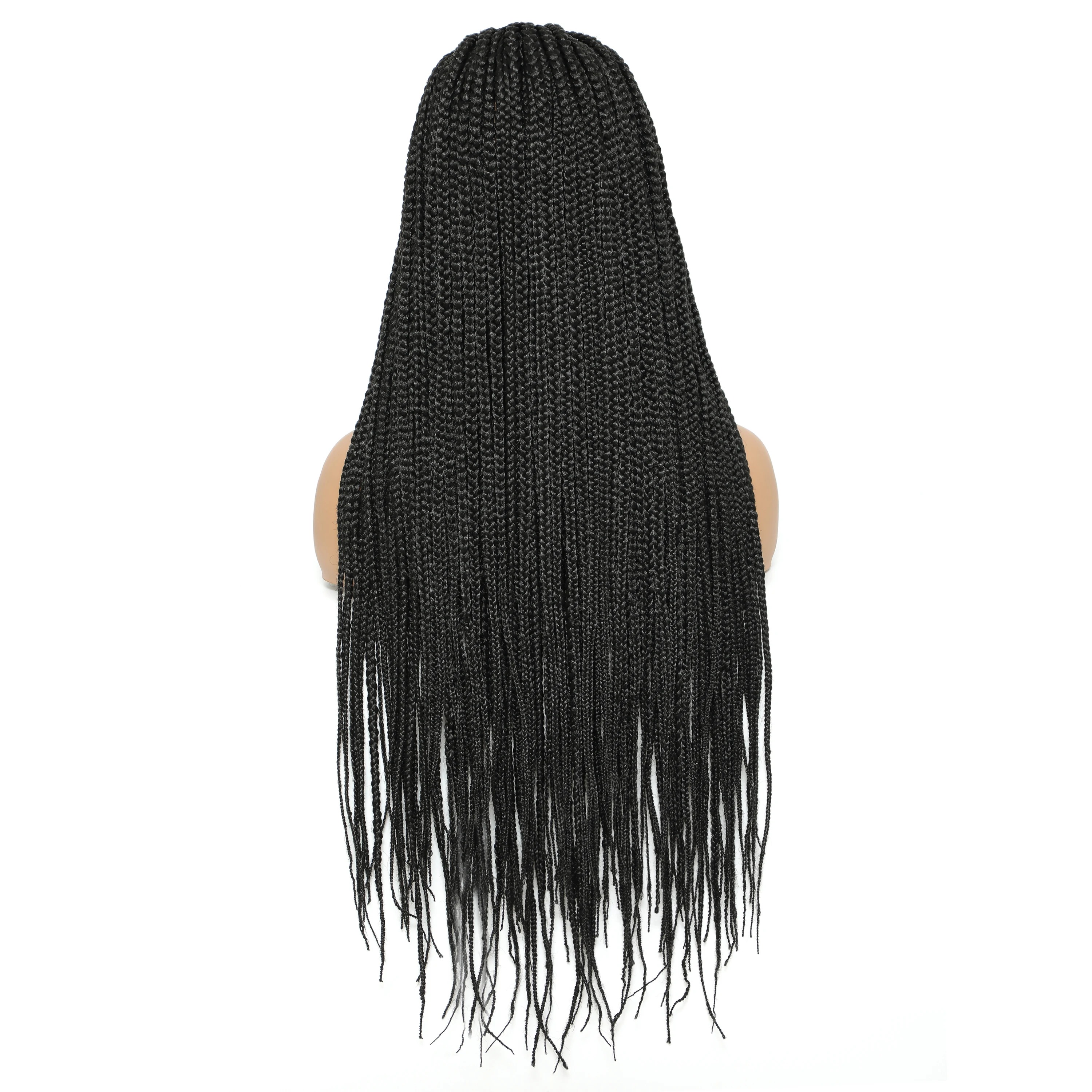 Long Ombre Box Braided 4x4 Lace Wigs with Baby Hair Twist Braids Lace Front Wigs for Black Women Synthetic Cosplay Wig 30Inch