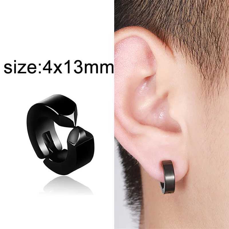 Hoop Huggie 1 neuer, unlackierter Ohrring-Clip-Ohrring aus Edelstahl, geeignet für Männer/Frauen, Punk-Schwarz, perforierte gefälschte Ohrringe, Schmuckgeschenke 240326