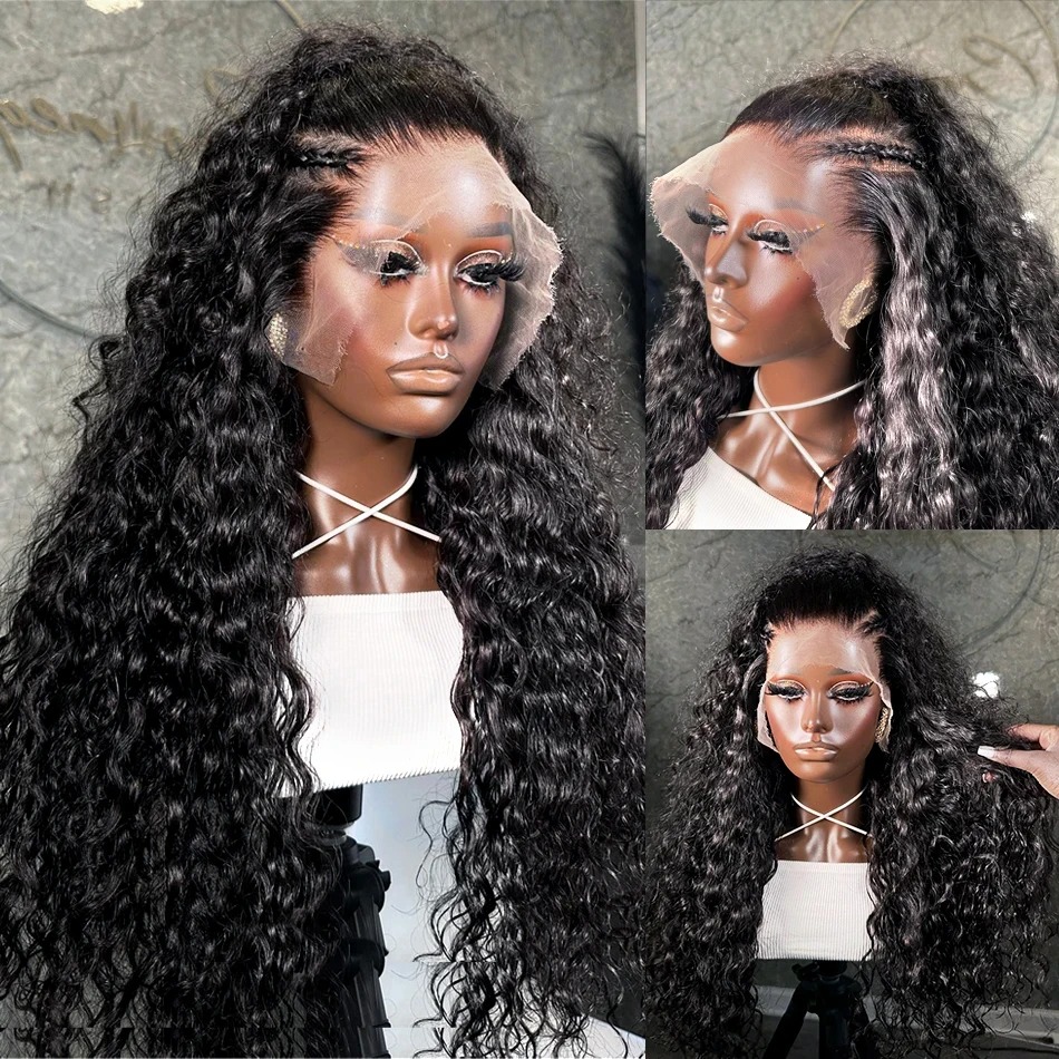 Perruque Lace Frontal Wig naturelle bouclée, cheveux humains, Loose Deep Wave, haute densité, 13x6 HD, 30 pouces, Transparent, 13x4, pour femmes