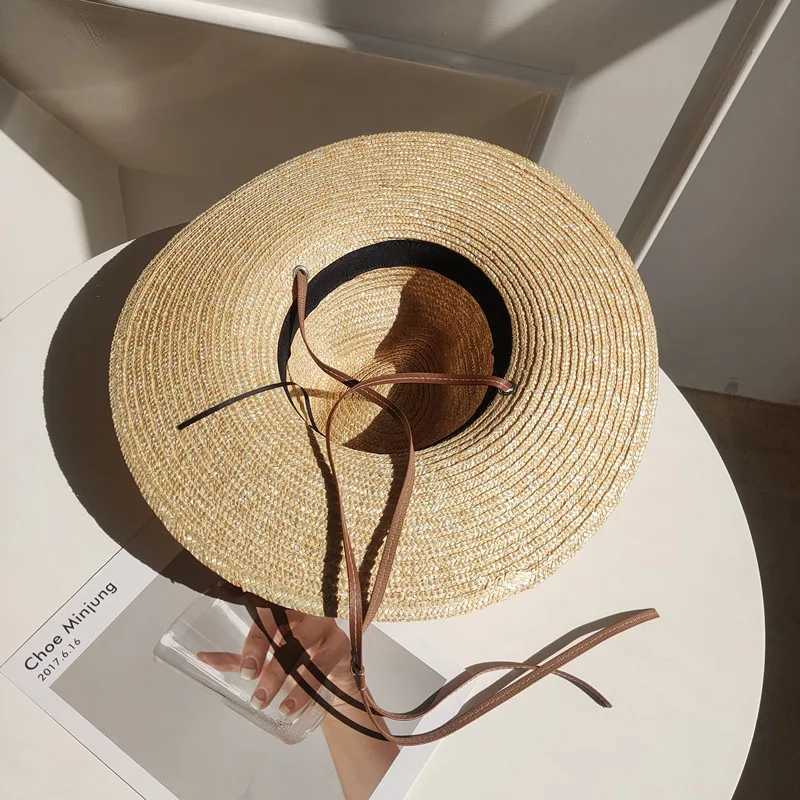 Cappelli a tesa larga secchiello Nuovo 2024 cappello di paglia stile cinturino moda donna vacanza spiaggia UV estate ampio marrone viaggio Panama secchi all'ingrosso all'aperto 24323