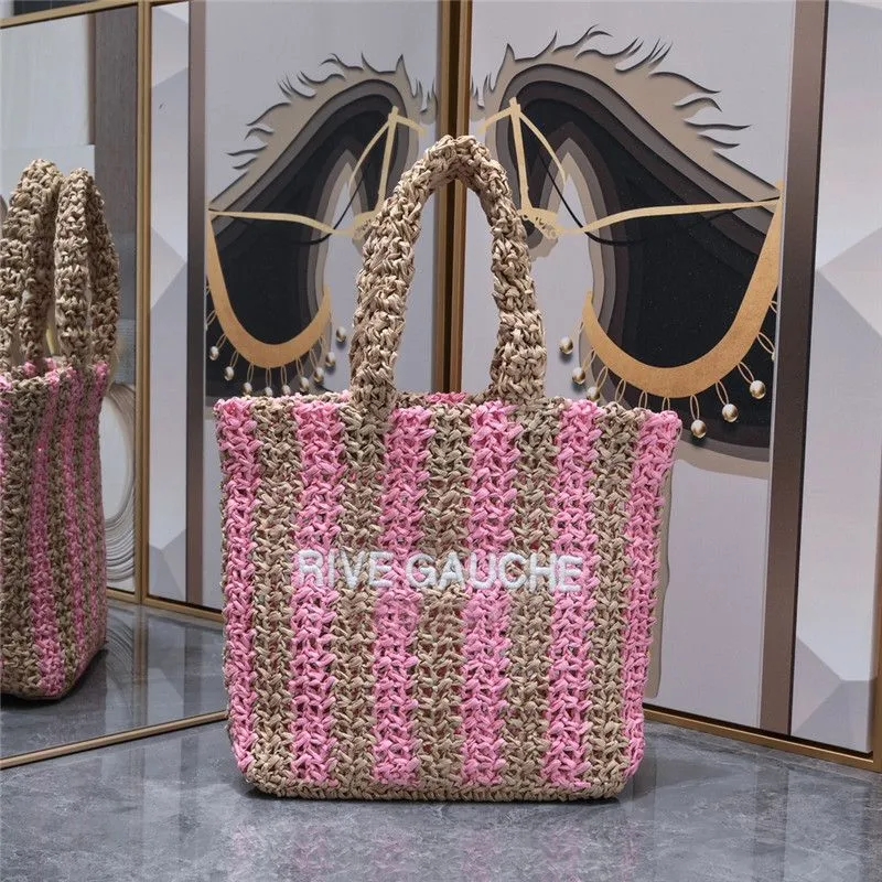 Designer luxe RIVE GAUCHE gras gehaakte zachte draagtas Noe Logo handtas geweven tas