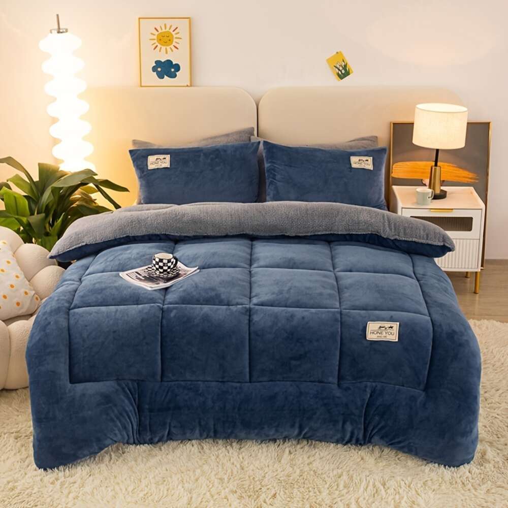 1 insert en peluche épaisse – Couette matelassée ultra douce et respirante pour toutes les saisons, couette chaude lavable en machine pour chambre à coucher, automne et hiver