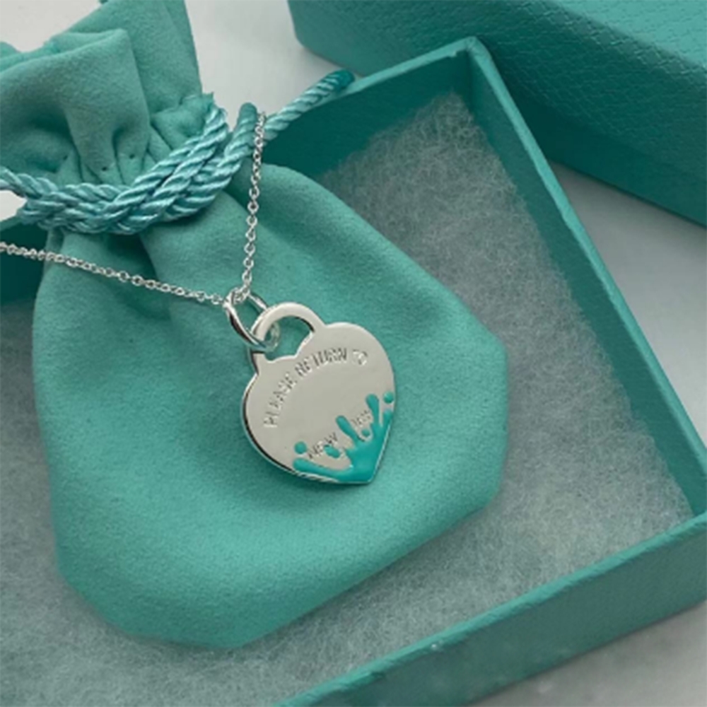Original Designer Luxury Droplet Heart shaped Pendant Necklace Women's Chain Fashion Brand Jewelry Festival Couple Gift Set