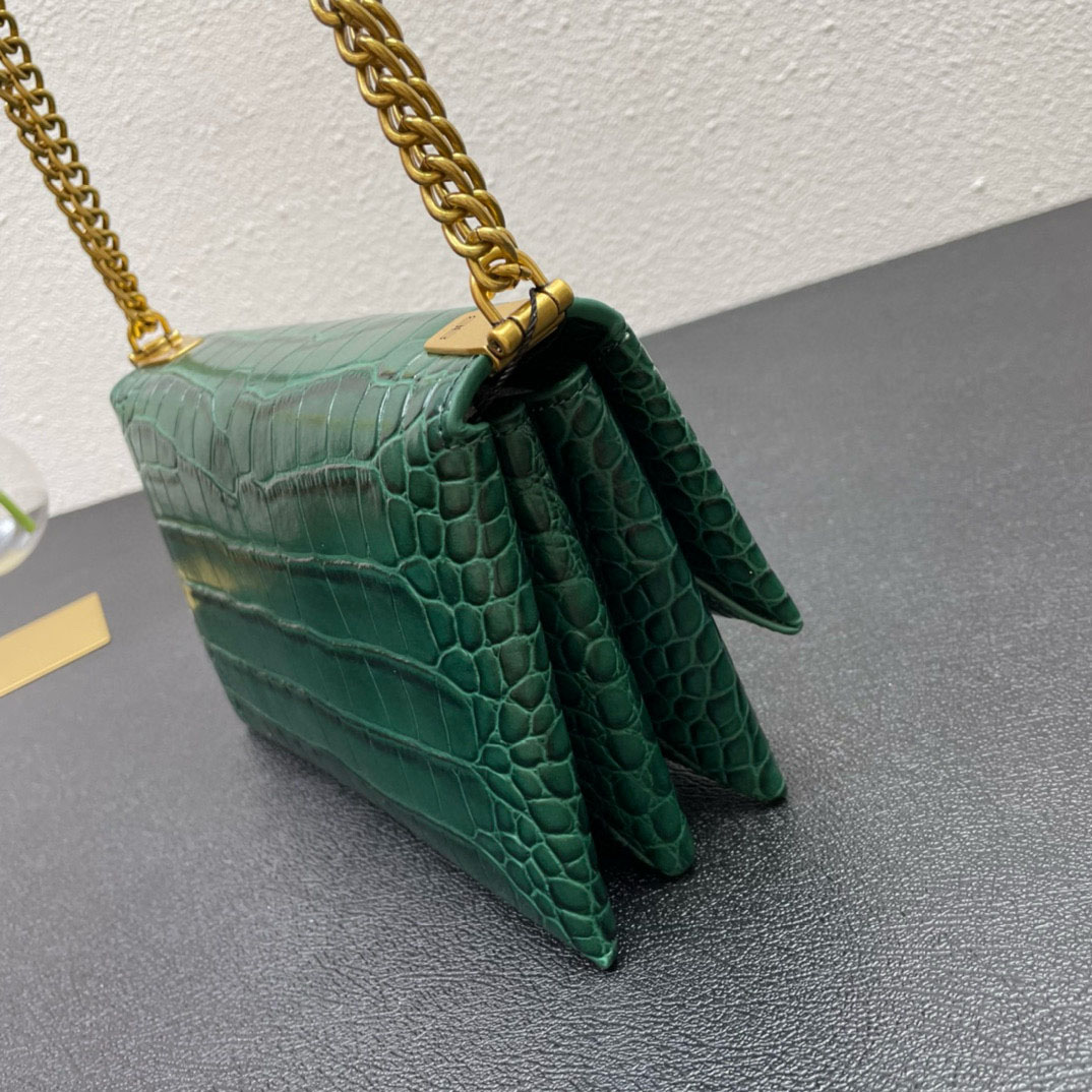 Luxury Designer Bag Triplet T Crocodile Baleciaga Mirror Quality Multi Pocket Wallet Kedja Kvinnor Läderhandväska Single Shoulder Crossbody Bag Liten Square Bag