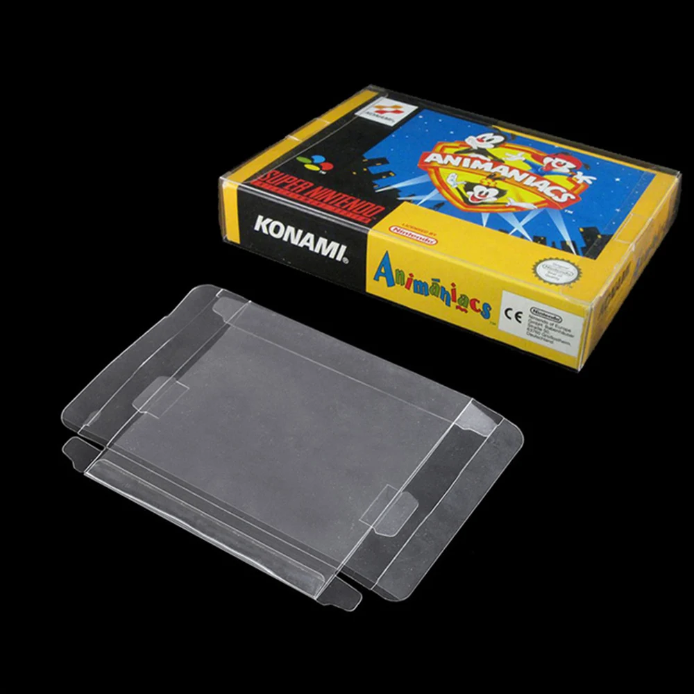 ケース/ロット透明なクリアペットプラスチックボックスプロテクターケーススリーブSNES N64 CIBボックスゲームカートリッジボックス