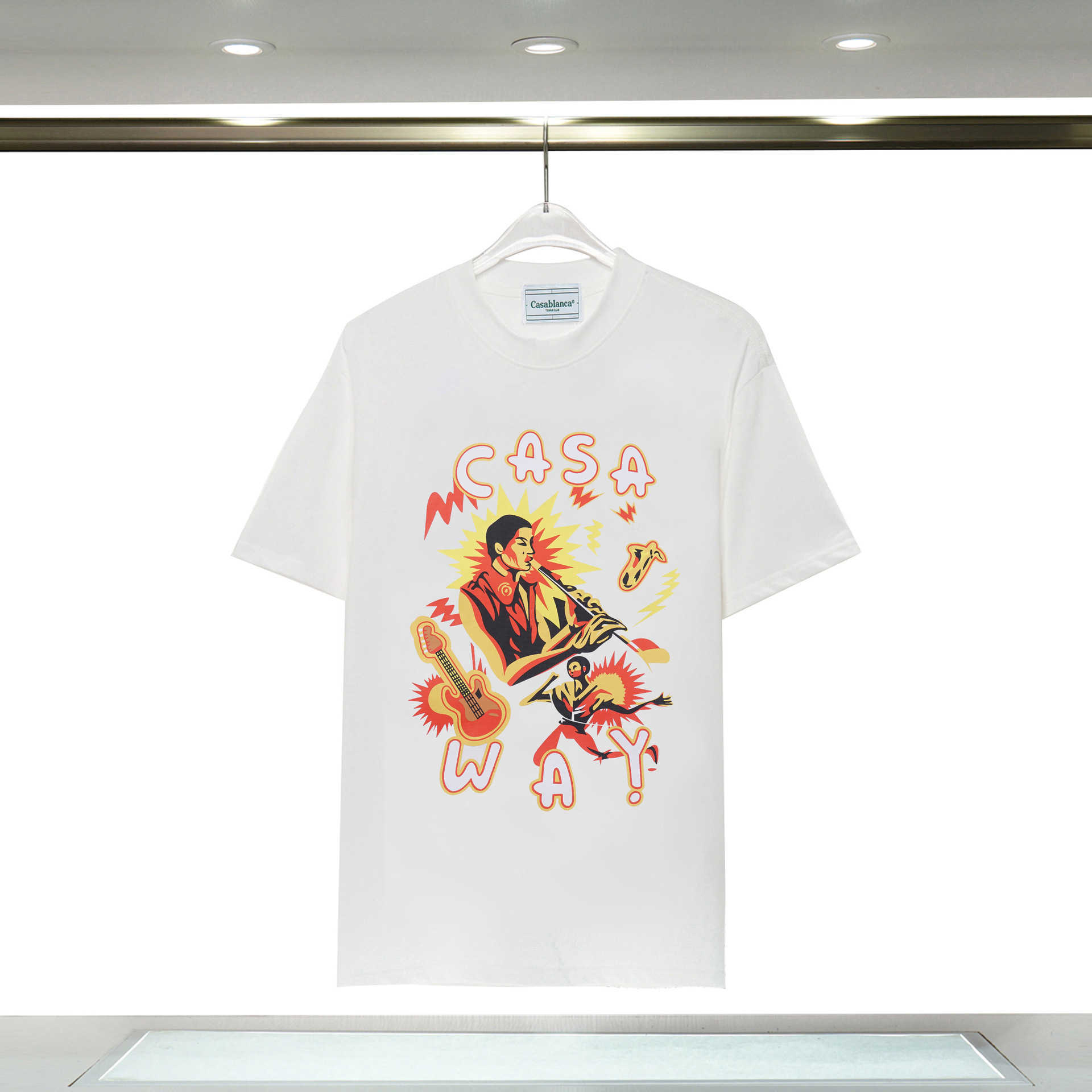 Мужская дизайнерская футболка Повседневные футболки Модная Casablanca Summer Note Футболка с короткими рукавами с буквенным принтом 5F43