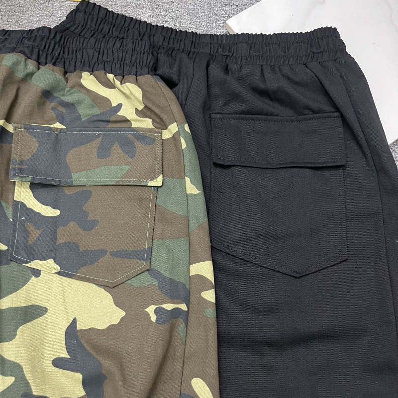 Pantalon Cargo de Camouflage noir pour hommes et femmes, Vintage, délavé, avec poches, cordon de serrage, décontracté, Photos réelles