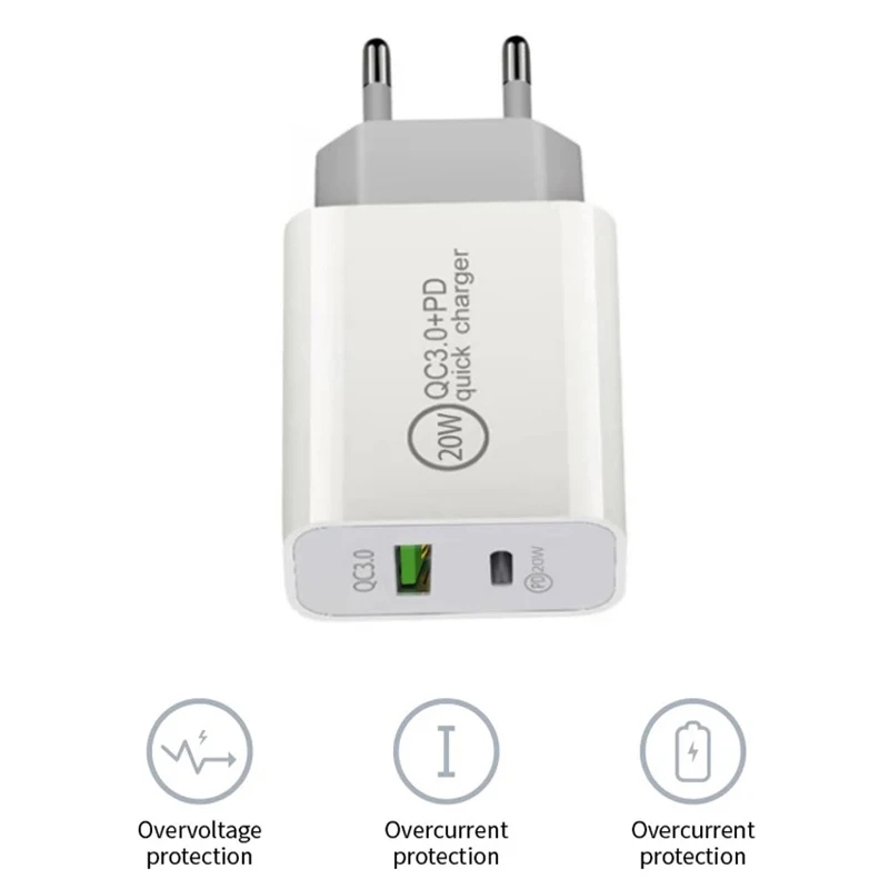 PD 20W 18W USB Quick Charger QC3.0 Адаптер на стену телефона для iPhone Huawei Xiaomi Samsung Eu Plug