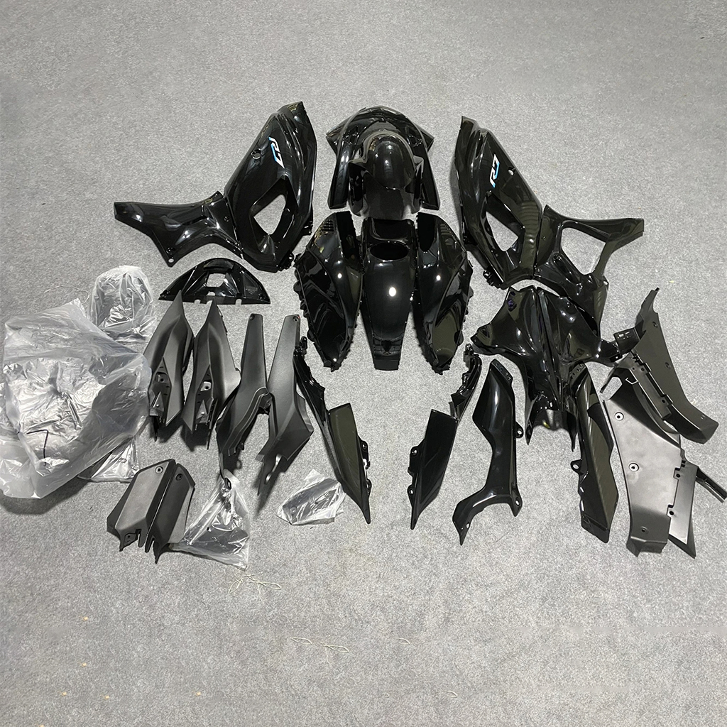 100 kit de carenagem de motocicleta moldada por injeção para yamaha r7 20222023 yzf700 22 23 anos carenagem corpo preto brilhante reconstruir peças de motocicleta de plástico abs