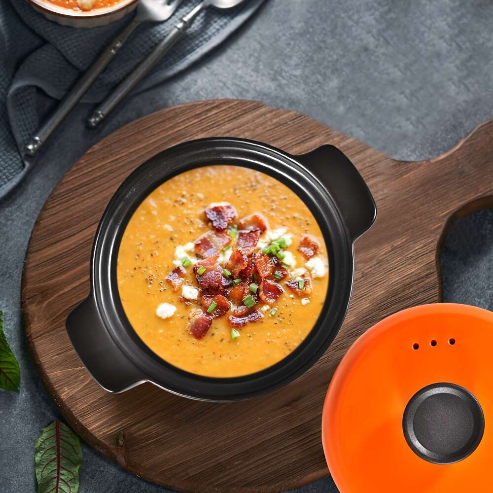 Керамическая кастрюля объемом 3,5 л с жаропрочной оранжевой крышкой, 1 шт., кастрюля и посуда для кухни