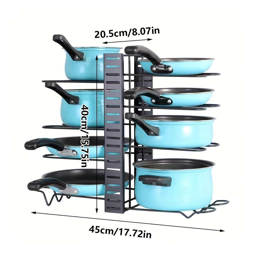 Multifunctional Rack Organizers, Multi-tier Pans Organization Storage, Adjustable Pot Holders Pan Rack, Lid Organizer for Pots and Pans, Home Kitchen