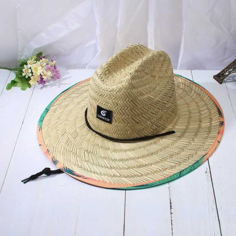 Szerokie czapki Brim Busket moda ratująca ratująca słoma słomka letnia plaża słońca na świeżym powietrzu Drukowane panama rozmiar 57-60 cm wiadra 24323
