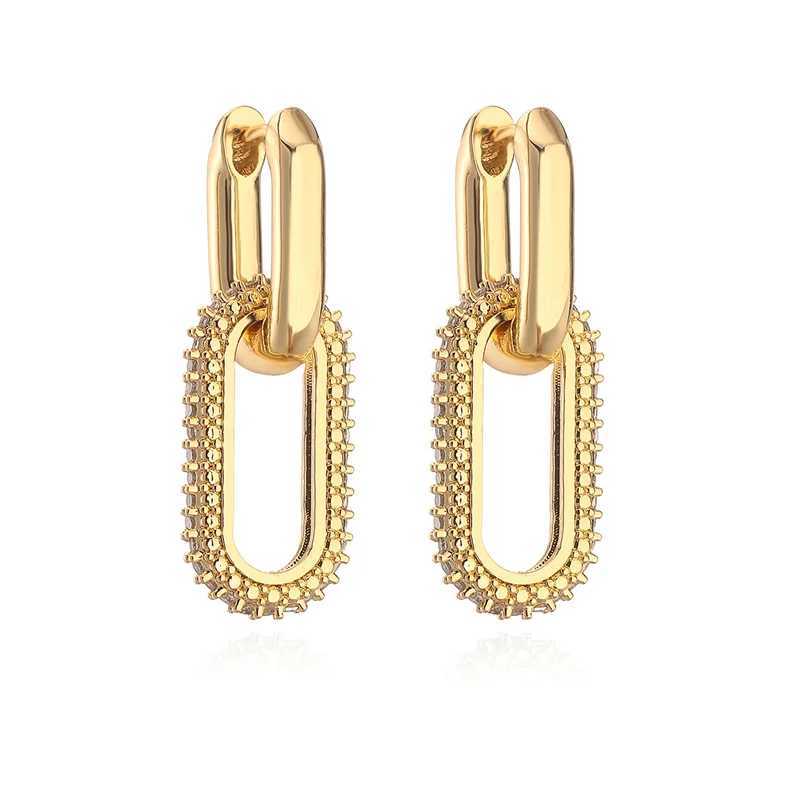 Hoop Huggie Retro double ring design pendant earrings gold and silver geometric circular earrings suitable for women punk hip-hop fashion jewelry G 240326