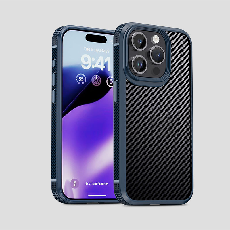 iPhoneのカーボンファイバーTPU電話ケース15 14 13 12 Pro Max 11 XR XS X SAMSUNG S22 S23 ULTRA VERTICAL SILICONE COVER ANTI CollisionおよびAnti Slip Protective Shell