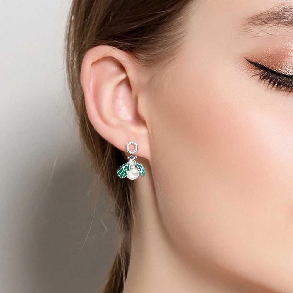 Hoop Huggie Hot Selling 925 Sterling Silver Animal and Plant Green Series smycken Fashionabla Zircon Round Hoop Earrings Womens Presenttillbehör 240326