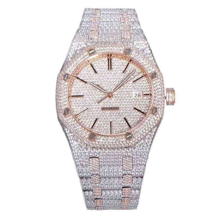 5ALove 15400 Bi Luxus Diamant 15500 y automatische mechanische Boden wasserdichte mechanische Herrenuhr6F8K257W