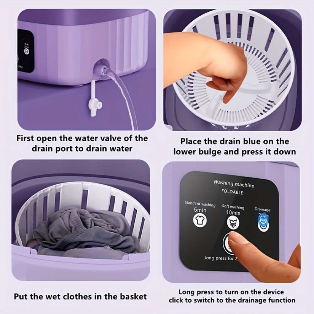 9L Pliant Lavage Ménage Lumière Bleue Antibactérien Grande Capacité Petit Dortoir Voyage Extérieur Déshydratation Tout-en-un Hine - Désinfection Automatique pour