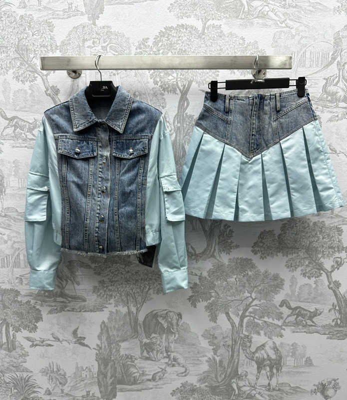 Dwuczęściowa marka designerska wiosna/lato nowy wiek Pra Reducing Sweet Style splated płaszcz w połączeniu z a-hem pół spódnicy set ykwi