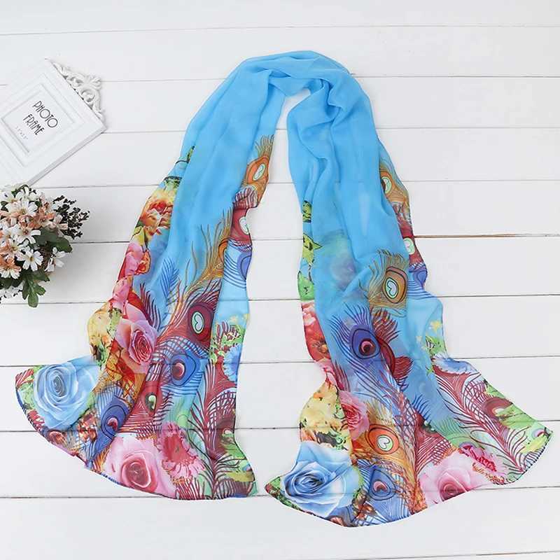 Sarongs Spring and Summer Fashionable Womens Floral Print Beach Silk Scarf Shawl Womens Fullt Matched Sun Protection Thin Gaze Soft Beach Handduk 24325