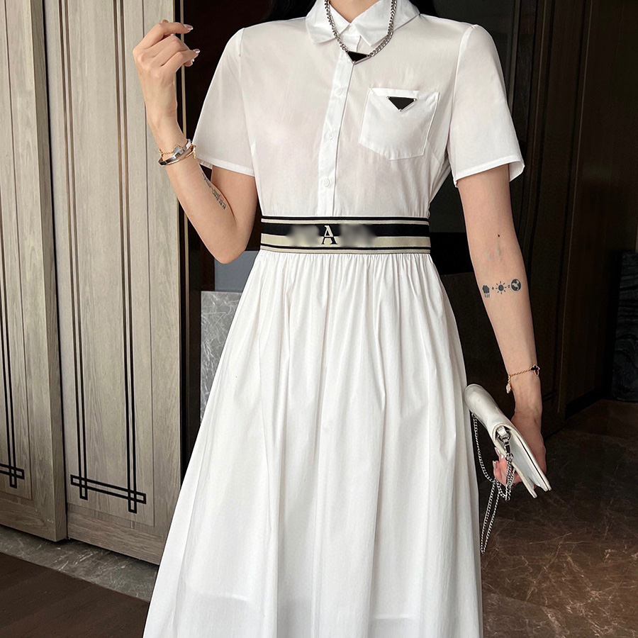Designer Women's Casual Dresses Summer Fashion Brands Tops Tank Dress Knitted Cotton Short Sleeve Solid Sexy Dresses Elasticity Skirt