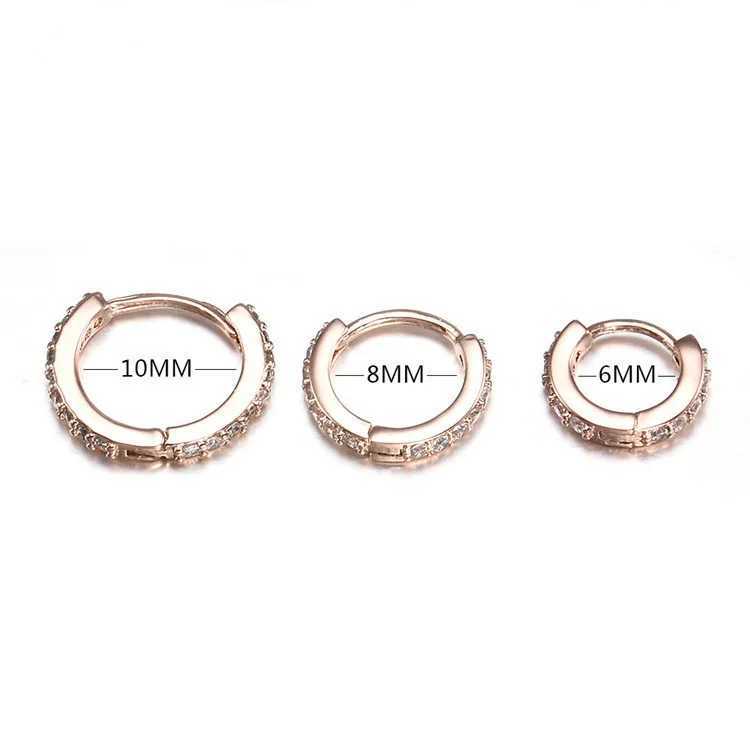 Hoop Huggie 6mm/8mm/10mm Cz Womens Small Hoop Earrings Gold Silver Solid Mini Pocket Earrings Perforated Jewelry 24326