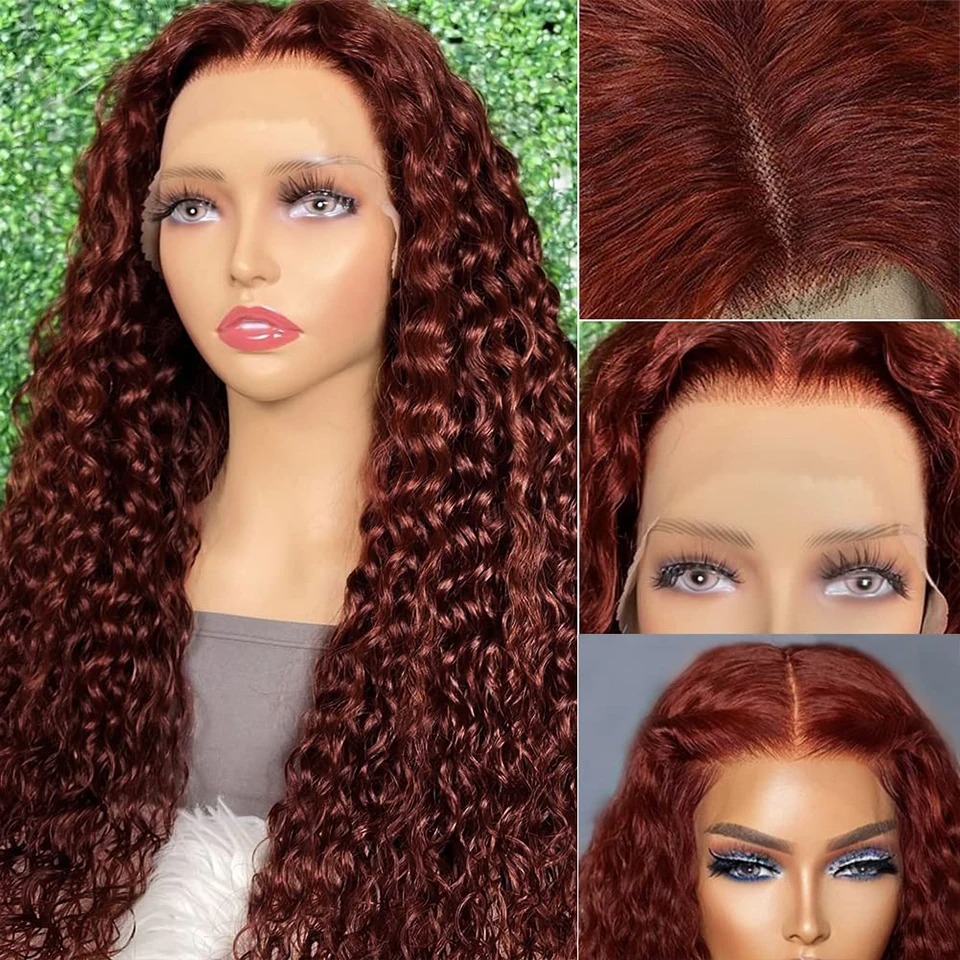 40 Inch Reddish Brown Kinky Curly Wig 13x4 Hd Lace Frontal Wig Human Hair Dark Brown Copper Red Pre Plucked 13x6 HD Frontal Wigs