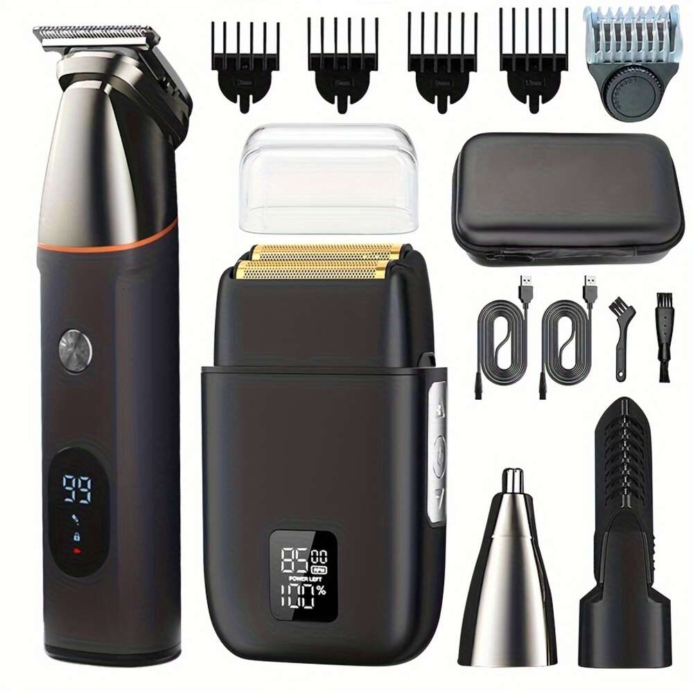 Clipper Shaver Kit Heren - Professionele kapper Clippers Hine, Body Ear Nose Trimmer, Elektrisch knipapparaat voor baardhaar met verstelbare limietkam en