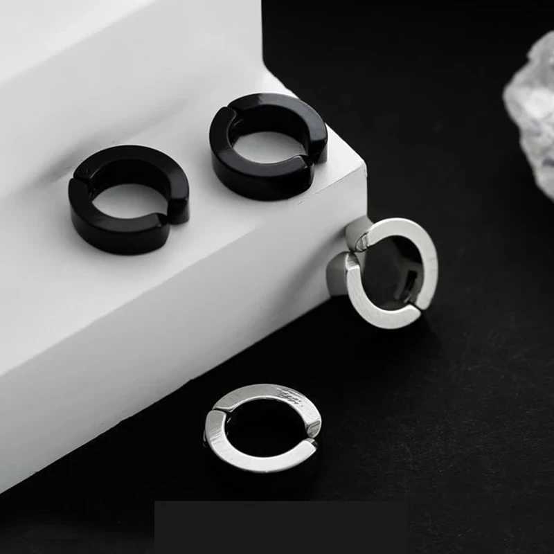 Hoop Huggie 1/of unperforated earrings titanium clip fake earrings round earrings suitable for women men punk party fashion sexy jewelry 24326