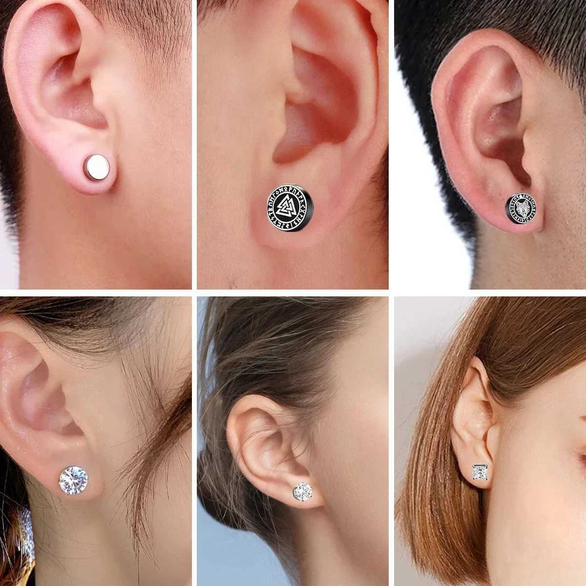 Hoop Huggie of crystal strong magnetic earrings clip earrings suitable for male and female punk round zircon magnetic earrings unperforated jewelry 24326