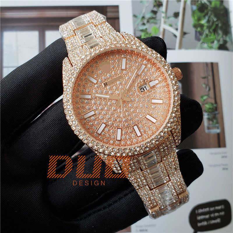 Pass diamond test Luxury Jewelry Watch 42mm Moissanite watch Full Diamond Keep real Designer Classic Hip hop Watch Sapphire mirror High quality Original With box