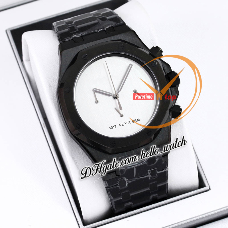 K8F 41mm 26238 1017 Alyx 9SM Designer VK Cronografo al quarzo Orologio da uomo Senza marcatori Quadrante nero PVD Bracciale in acciaio nero Cronometro Orologi da uomo HelloWatch A46A