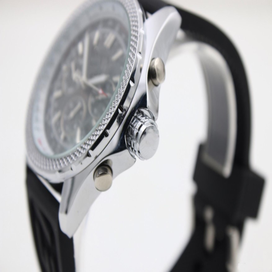 Dobra jakość 1884 Data Automatyczni mechaniczni mężczyźni obserwuj gumową czarną tarczą zegarek na rękę Sixpin Watche Multi-Function2249