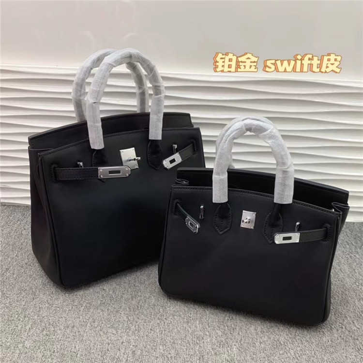 Birkkns Original Sac 2024 Nouveau modèle plat en cuir de vachette Swift Silver Bouton classique de poche une épaule bandoulière en cuir véritable femmes