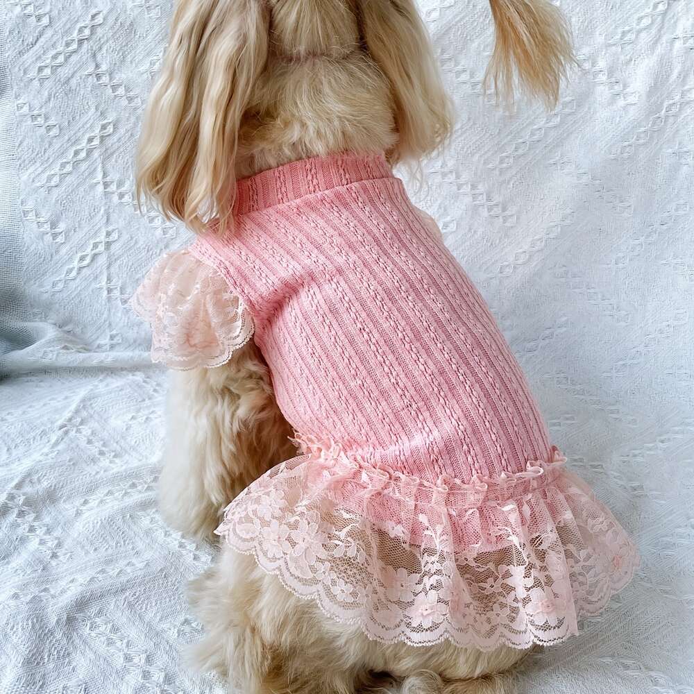 Adorable robe de manches volantes pour animaux de compagnie de couleur solide: chats de chiens de vêtements de lounge respirants - parfait pour les fêtes d'été