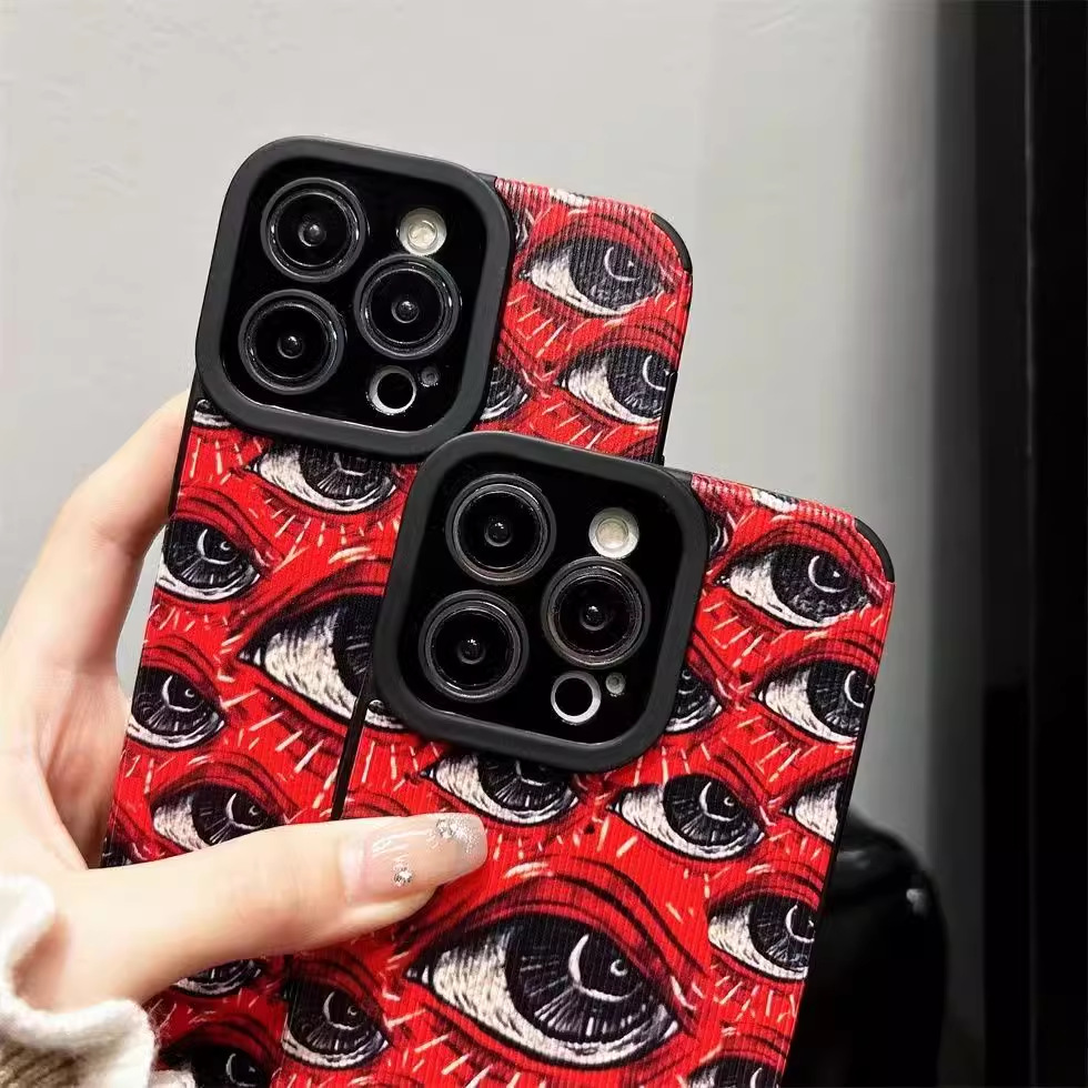 Spooky Scary Red Eye Pattern Soft Phone Case för iPhone 15 14 12 11 13 Pro Max 14Plus 12 13 Mini 7 8 Plus X Xs Max XR Back Cover LYP070