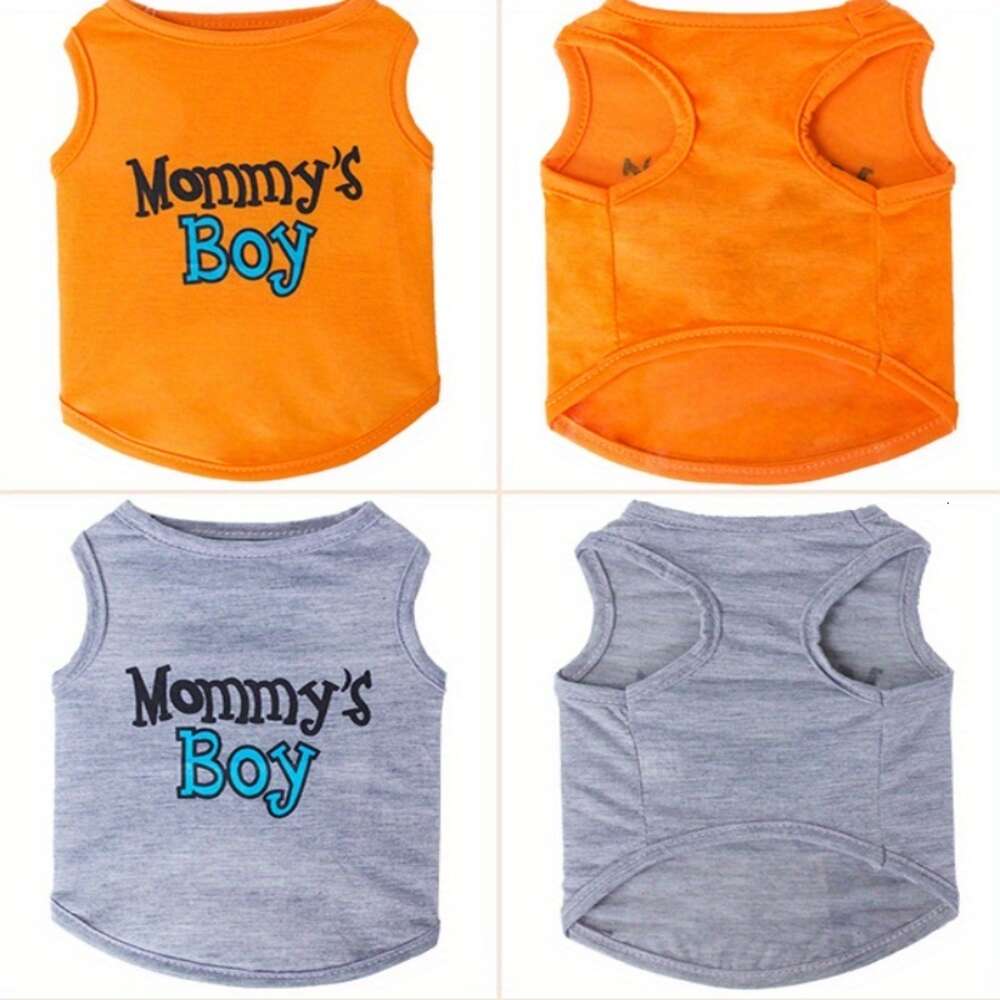 Söta kläder, mamma's Boy Letter Graphic Dog Vest, valpkläder för små hundar