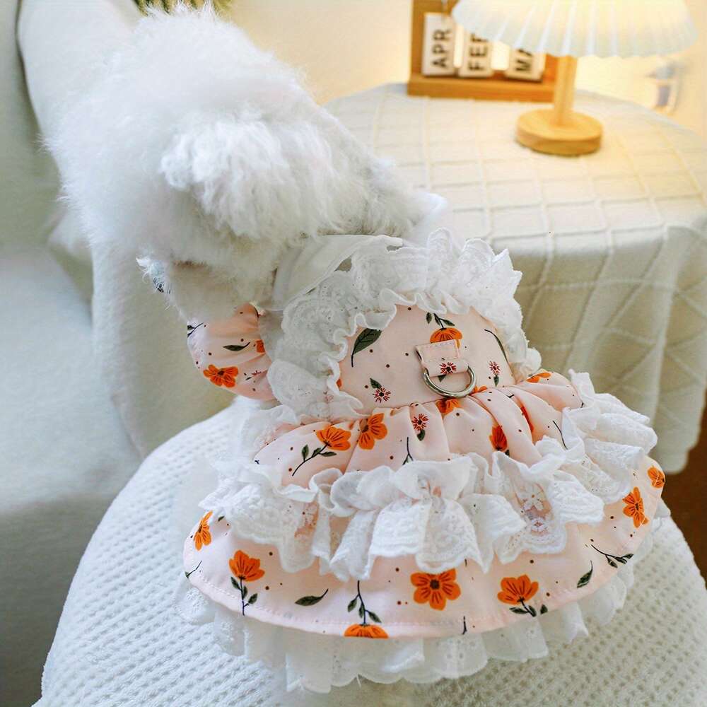 Robe de soirée thé, vêtements pour chiens à motif souci, Style princesse printemps et été pour petits chiens