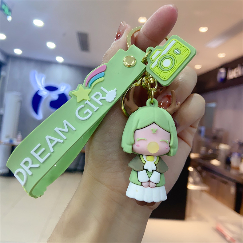 2024 Hot Sale Wholesale Cute Dream Bubble Blowing Girl Backpack Pendant Key Ring Pendant Schoolbag Decoration Gifts for Kids Friends