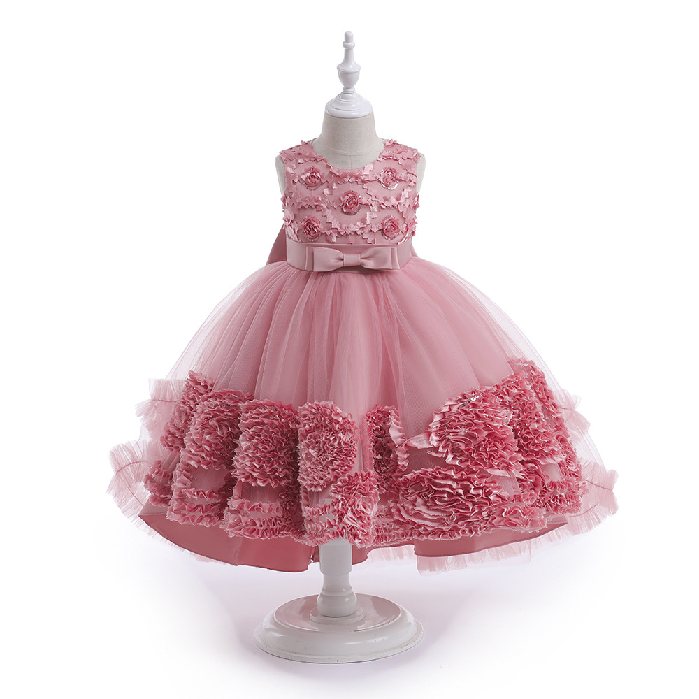 Doce empoeirado rosa verde vinho jóia vestidos de concurso para meninas vestidos de flores para meninas vestidos de aniversário/festa para meninas saias do dia a dia roupas infantis SZ 2-10 D327228