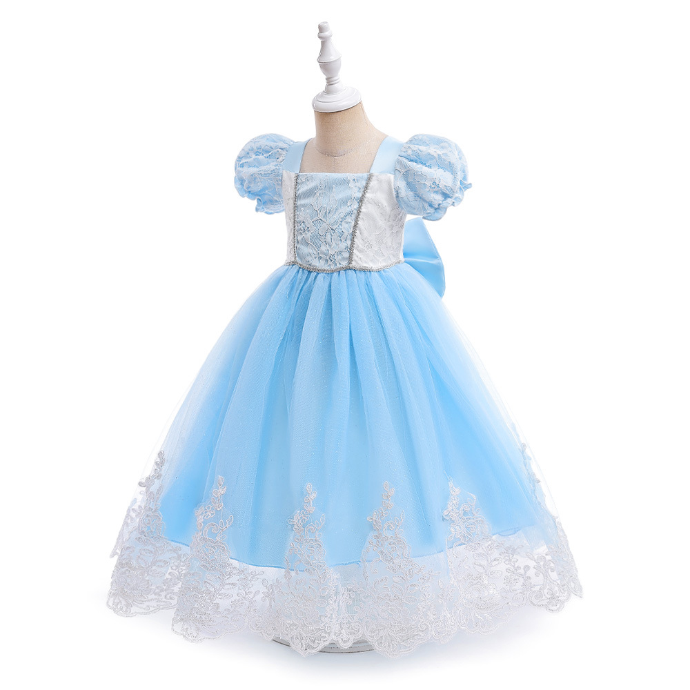 Abiti da spettacolo ragazze quadrati blu cielo adorabili Abiti da ragazza di fiori Abiti da compleanno/festa ragazze Gonne tutti i giorni Abbigliamento bambini SZ 2-10 D327210