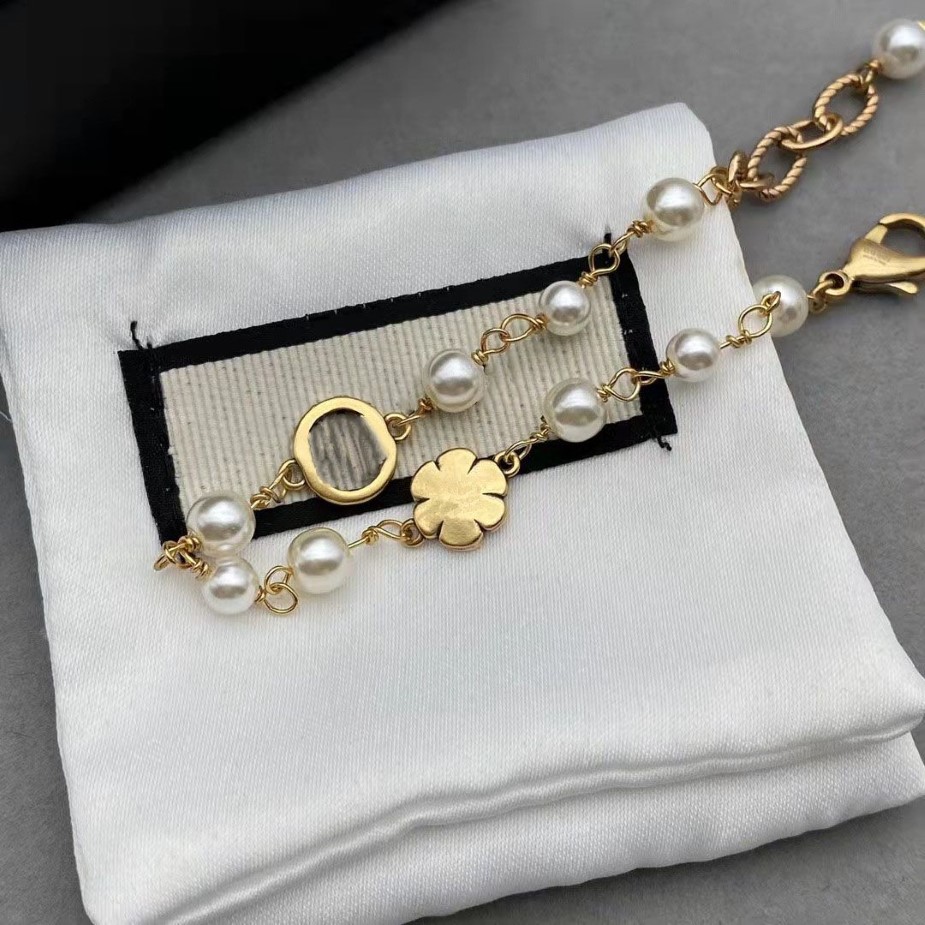 Double G pearl bracelet new lovely floret retro bracelet fashion street snap high quality238J