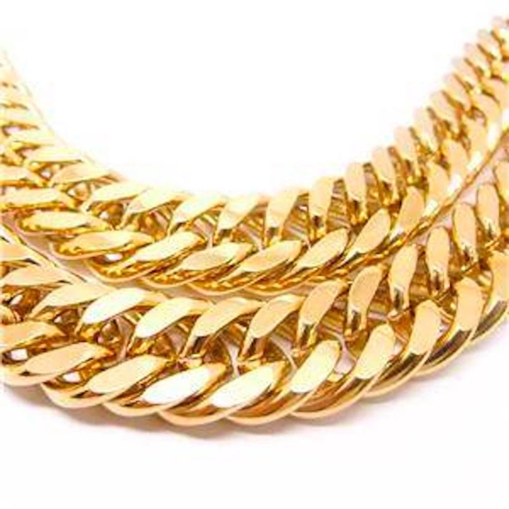 18K SOLID GOLD N28 CUBAN DOUBLE CURB CHAIN HEAVY MENS GIFT NECKLACE 600MM 10 mm310k