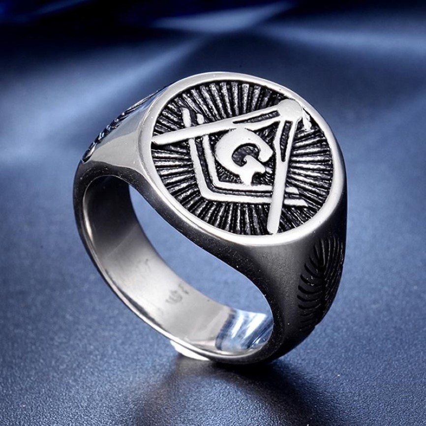 Vintage Mens Templar Masonic Rings 316L Stainless Steel mason AG Signet Ring Punk Male Fashion Jewelry Party Gift Cluster208F