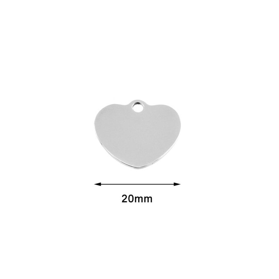 Charms Silver Color Mirror Polish Blank Heart Pendant Custom Tag Stainless Steel Metal Plate For Carving Whole 1346r