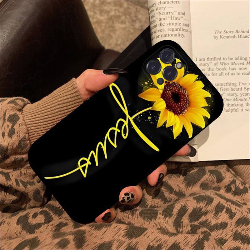 Sunflower Soft TPU Hülle für iPhone 15 pro max 14 plus 13 12 11 xs max xr x 8 7 6 iPhone15 Blätter Schmetterling Federblum Fußabdrücke Sunrise Mode Handy Cover Skin